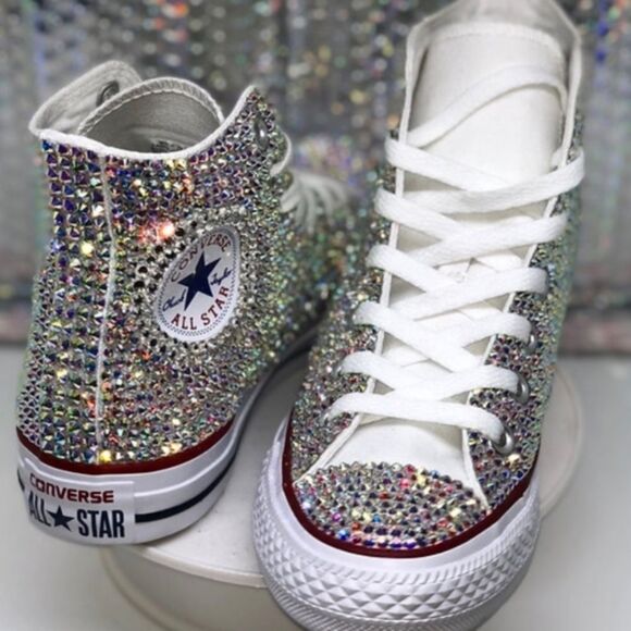 Bling Converse Shoes AB Rhinestones SIZE 9.5 - Picture 5 of 15